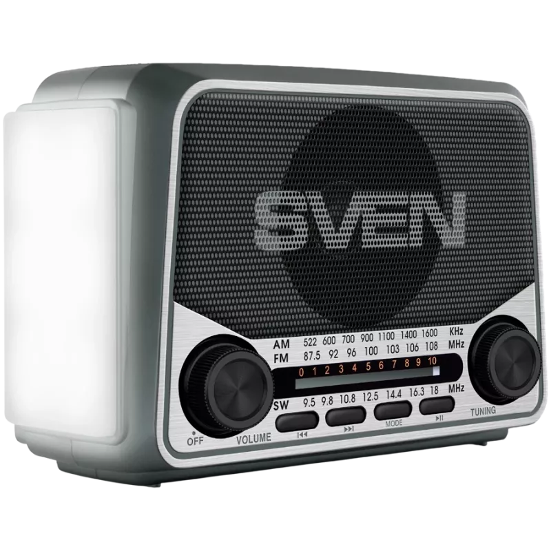 Garsiakalbis SVEN SRP-150, pilkas (3W, Bluetooth, FM/AM/SW, USB, microSD, žibintuvėlis, baterija)