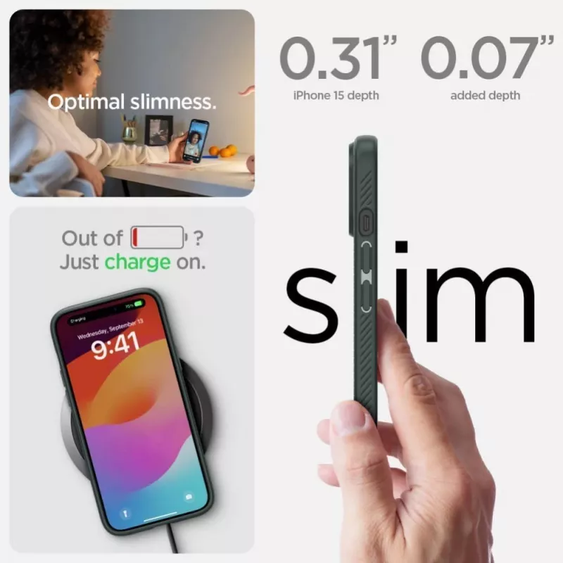 Spigen Liquid Air Dėklas, skirtas iPhone 15 - Abyss Green