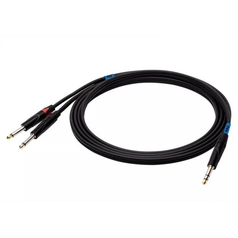 SSQ JSJM2 SS-1453 Laidas Jack Stereo - 2x Jack Mono 2 m Juoda