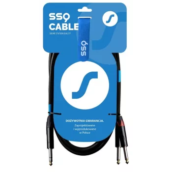 SSQ JSJM2 SS-1453 Laidas Jack Stereo - 2x Jack Mono 2 m Juoda