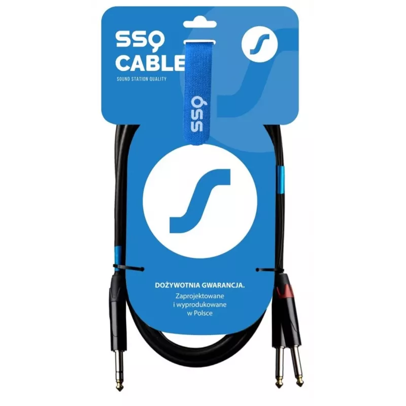 SSQ JSJM2 SS-1453 Laidas Jack Stereo - 2x Jack Mono 2 m Juoda