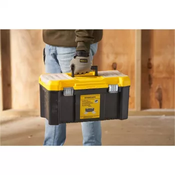 STANLEY Essential 19 colių įrankių dėžė su organizatoriais, juoda/geltona