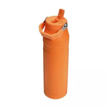 STANLEY IceFlow Bottle Flip Straw 2.0 1,06 l oranžinė - Nesandari? Ne, sandari flip straw dangtelis, dvigubos sienelės vakuuminė izoliacija, nerūdijančio plieno termosas