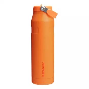 STANLEY IceFlow Bottle Flip Straw 2.0 1,06 l oranžinė - Nesandari? Ne, sandari flip straw dangtelis, dvigubos sienelės vakuuminė izoliacija, nerūdijančio plieno termosas