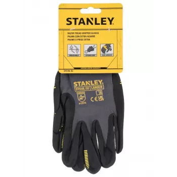 Stanley SY510L-QS Darbo pirštinės, dydis L (9) - sintetinės odos delnas, spandekso nugara, neopreno rankogalis, EN 388 sertifikuota, juoda/geltona