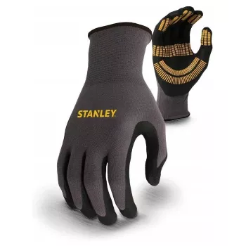 Stanley SY510L-QS Darbo pirštinės, dydis L (9) - sintetinės odos delnas, spandekso nugara, neopreno rankogalis, EN 388 sertifikuota, juoda/geltona