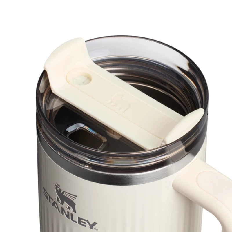STANLEY The Quencher H2.0 Fluted Tumbler 1,18L blizgus kreminis su šiaudeliu
