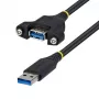 StarTech.com 2 m USB 3.0 Type-A ilginamasis laidas, vyriška į moterišką, montuojamas į skydą (USBPNLAFAM2M)