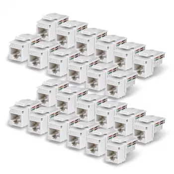 StarTech.com Cat6 Keystone Jack 24-Pack, RJ45 UTP, 90-Degree 110 Punch Down, baltas