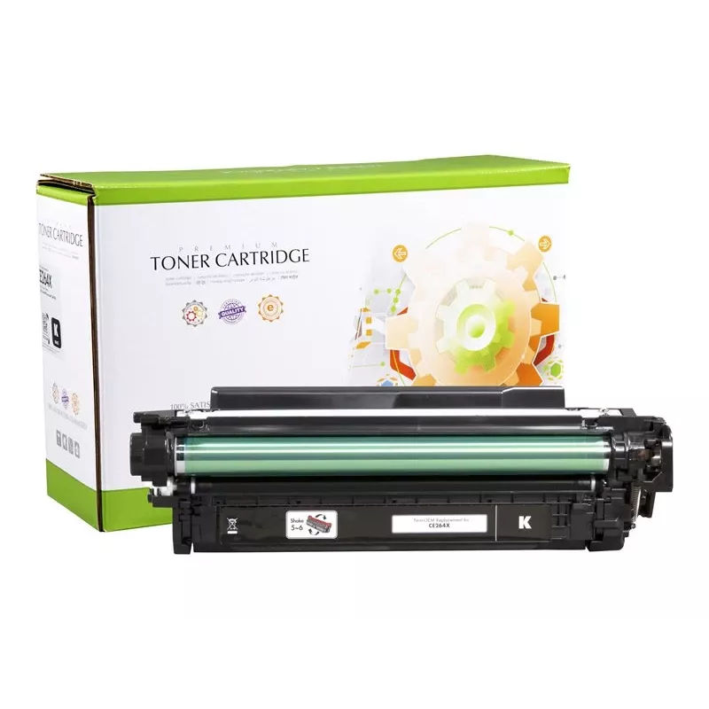 STATIC Tonerio kasetė, suderinama su HP CE264X, juoda, didelės talpos, perdirbta, 17 000 puslapių