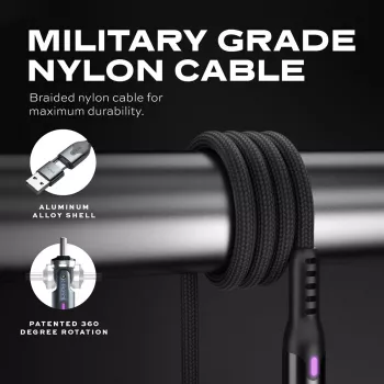 STATIK PowerPivot Pro Nylon Braided Cable, USB-C to USB-C, 2m, Black