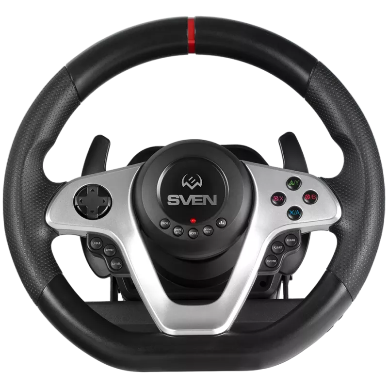 Vairas SVEN GC-W1000 su pedalais, pavarų dėže, jėgos grįžtamuoju ryšiu, D-padu, 17 mygtukais, skirtas Xbox One/PS4/PC/X-D-Inpu