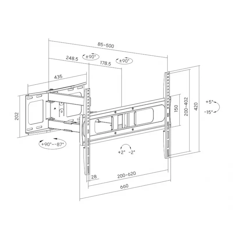 Sunne Full-Motion TV Wall Mount 37-86 inch Black 50 kg