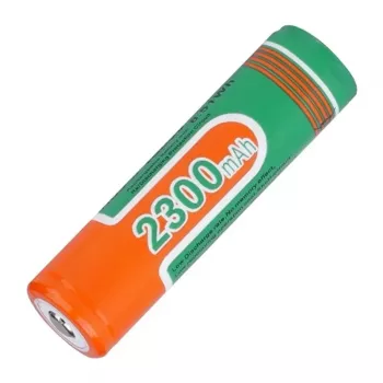 SUPERFIRE 18650 baterija 2300 mAh 3.7V Li-ion įkraunama su apsauga (mygtuko viršus)