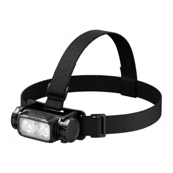 SUPERFIRE HL106 įkraunamas LED priekinis žibintas, 1200 liumenų, USB-C, IPX4, 200 m šviesos spindulys, 5 režimai, reguliuojamas kampas, juodos spalvos