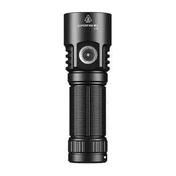 Superfire L22 XHP70.2 LED žibintuvėlis 3000 liumenų, įkraunamas per USB-C, Power Bank, juodos spalvos