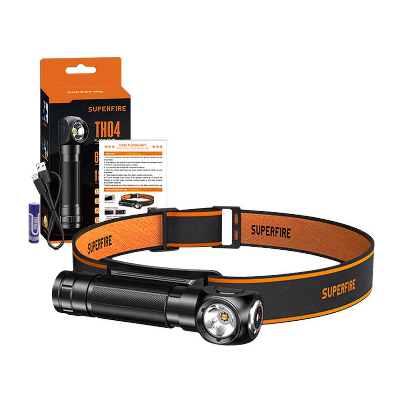 Superfire TH04 LED 2-in-1 Headlamp Flashlight, 600 Lumen, įkraunamas per USB-C, 5 režimai, 150 m šviesos spindulys