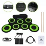 SUPRIMO Roll Up Drum Pad – 9-Pad Portable Electronic Drum Kit with Pedals, USB MIDI, Built-in Speakers, Black