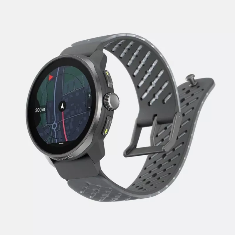 Suunto Race S Graphite GPS daugiasportinis laikrodis su 1.32 inch AMOLED jutikliniu ekranu, nerūdijančiu plienu, širdies ritmo matuokliu, 100 m atsparumu vandeniui