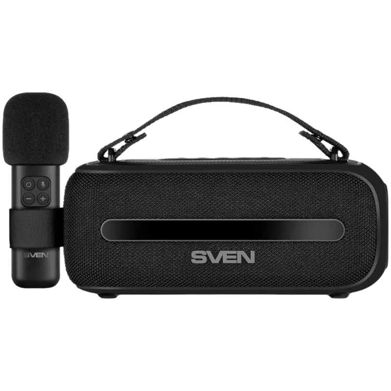 SVEN PS-255 Garsiakalbis, juodas (12W, Bluetooth, FM, USB, karaoke mikrofonas, 3600mAh)