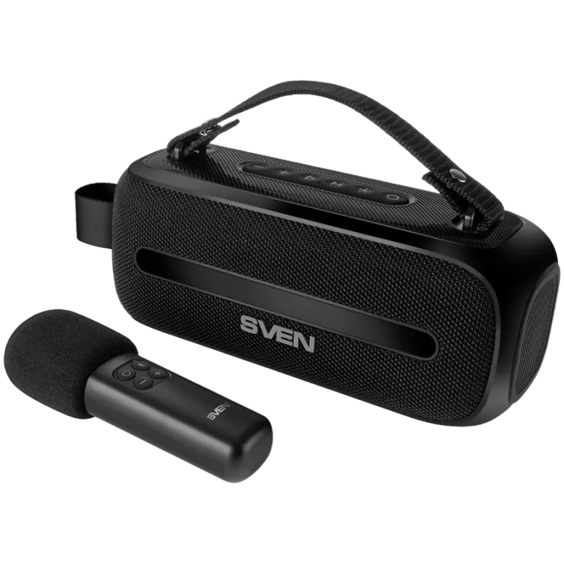 SVEN PS-255 Garsiakalbis, juodas (12W, Bluetooth, FM, USB, karaoke mikrofonas, 3600mAh)