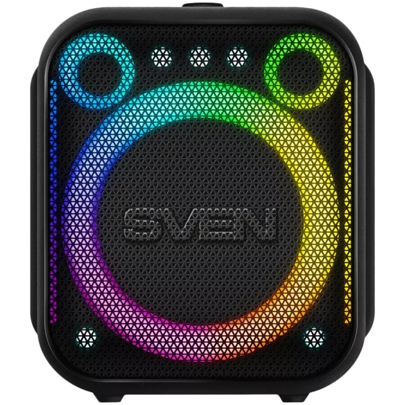 SVEN PS-880 Nešiojamas Bluetooth garsiakalbis, 110W RMS, TWS, FM, USB, microSD, LED ekranas, ličio baterija, juoda