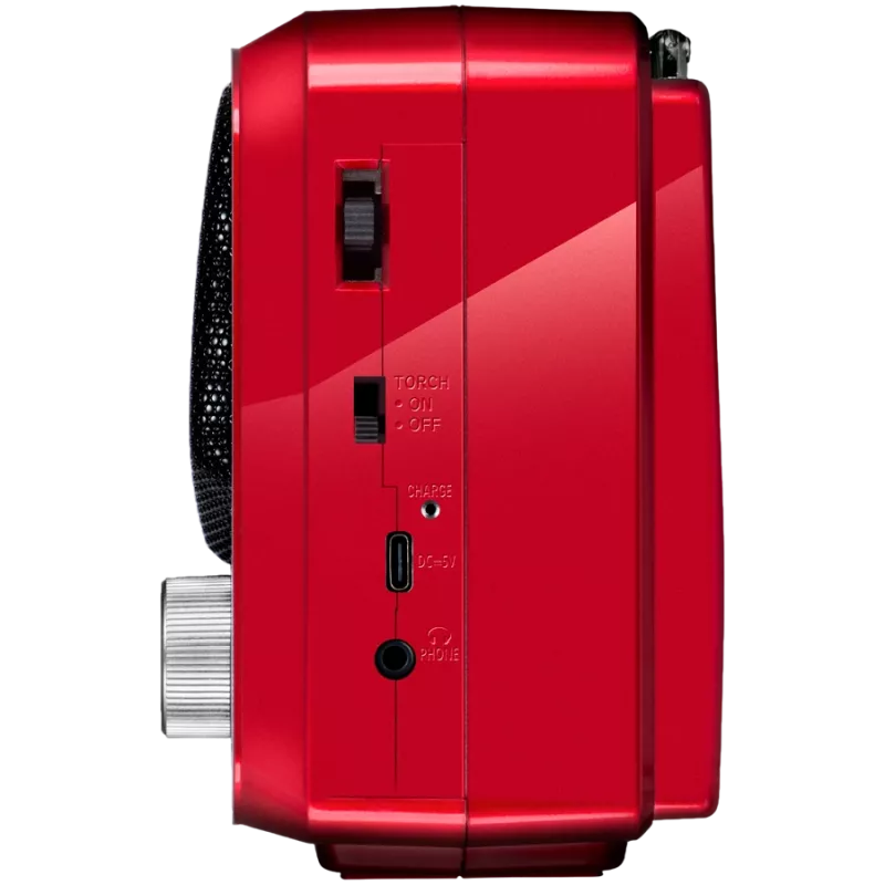 SVEN SRP-150 nešiojamas garsiakalbis, raudonas (3W, Bluetooth, FM/AM/SW, USB, microSD, žibintuvėlis, baterija)