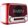 SVEN SRP-150 nešiojamas garsiakalbis, raudonas (3W, Bluetooth, FM/AM/SW, USB, microSD, žibintuvėlis, baterija)