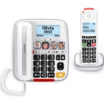 Swissvoice Xtra 3355 DECT belaidis telefonas su atsakikliu, dideliais klavišais, baltas