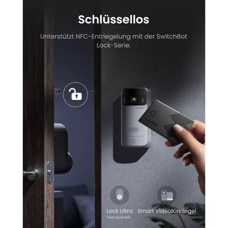 Switchbot SWB VDB-M-SW - WiFi vaizdo durų skambutis su 4,3 inch spalvotu ekranu (balta/sidabrinė)