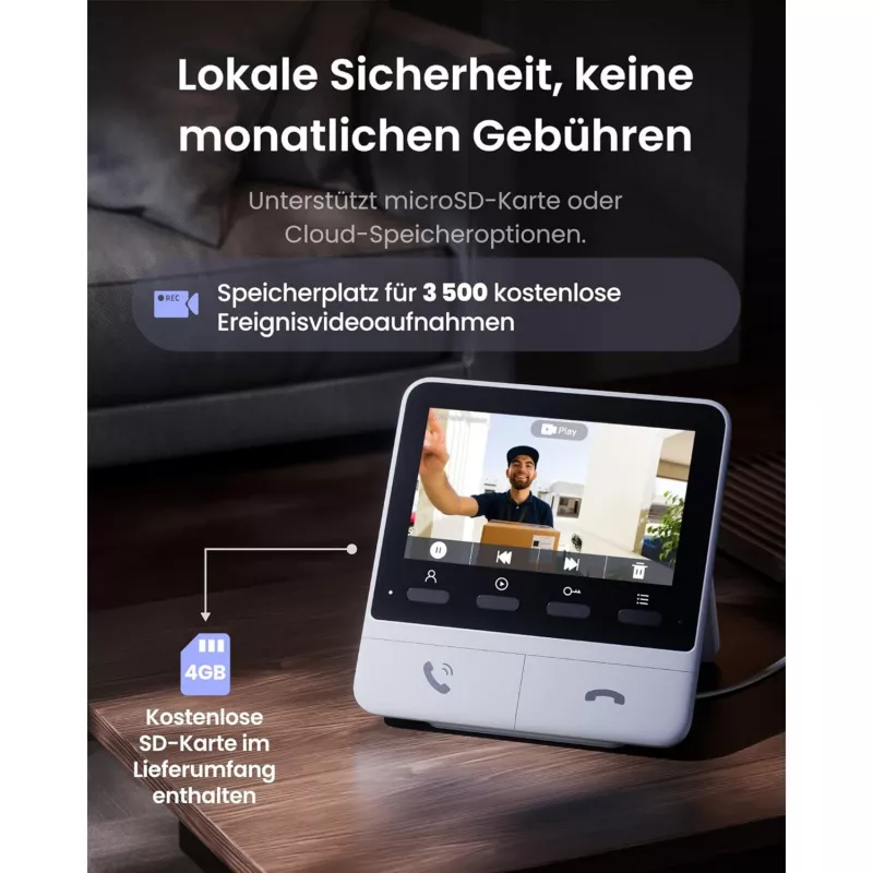 Switchbot SWB VDB-M-SW - WiFi vaizdo durų skambutis su 4,3 inch spalvotu ekranu (balta/sidabrinė)