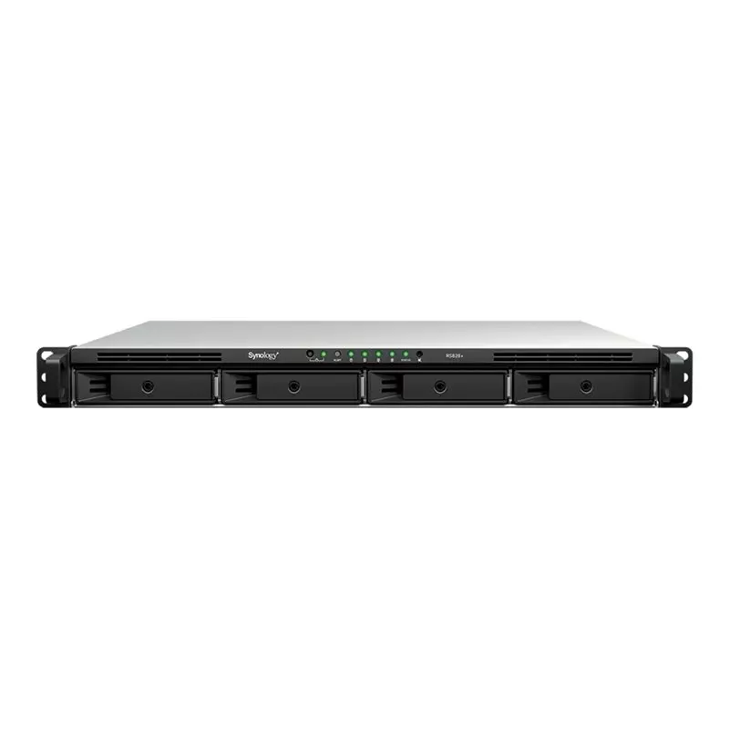 Synology RS826+ 1U stovo tipo 4 diskų NAS, AMD Ryzen V1500B, 4GB DDR4 ECC, 4x 1GbE, be diskų