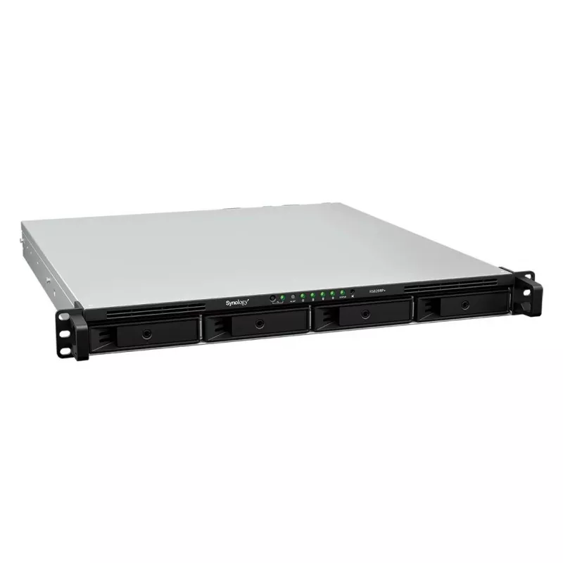 Synology RS826RP+ 4 diskų 1U stelažinis NAS, AMD Ryzen V1500B, 8GB DDR4 ECC, 4x 1GbE, atsarginis maitinimo šaltinis