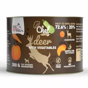 SYTA MICHA Chef Deer with Vegetables Mono šlapias šunų maistas 200g