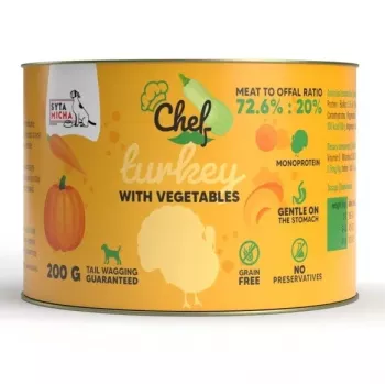 SYTA MICHA Chef Turkey with Vegetables Mono šlapias pašaras šunims 200g