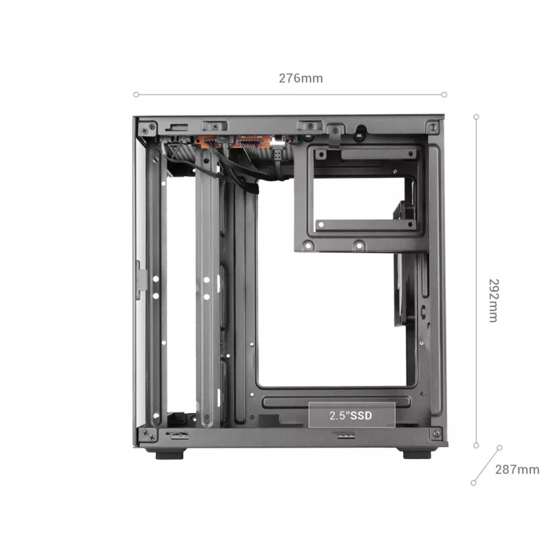 TACENS MARS MC-CUBE Micro-ATX korpusas, juodas, grūdintas stiklas, ARGB, USB-C