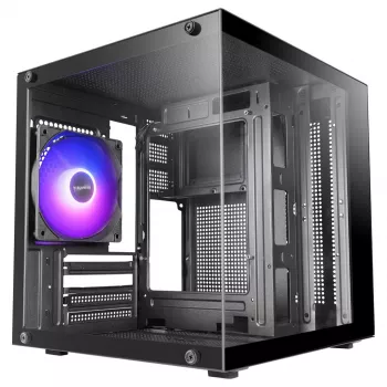 TACENS MARS MC-CUBE Micro-ATX korpusas, juodas, grūdintas stiklas, ARGB, USB-C