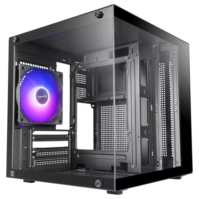TACENS MARS MC-CUBE Micro-ATX korpusas, juodas, grūdintas stiklas, ARGB, USB-C