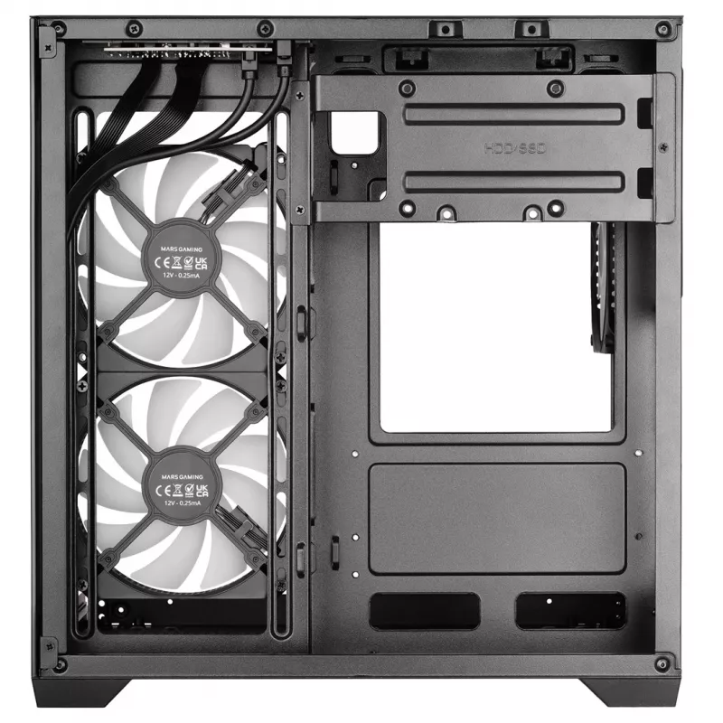 TACENS MARS MC-VIEW3 Micro-ATX korpusas su 3x ARGB ventiliatoriais, USB-C, grūdintu stiklu
