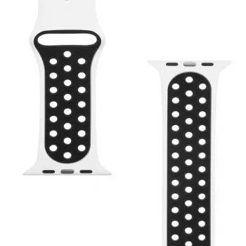 Taktinis Apple Watch 42/44/45mm dvigubas silikoninis dirželis baltas juodas