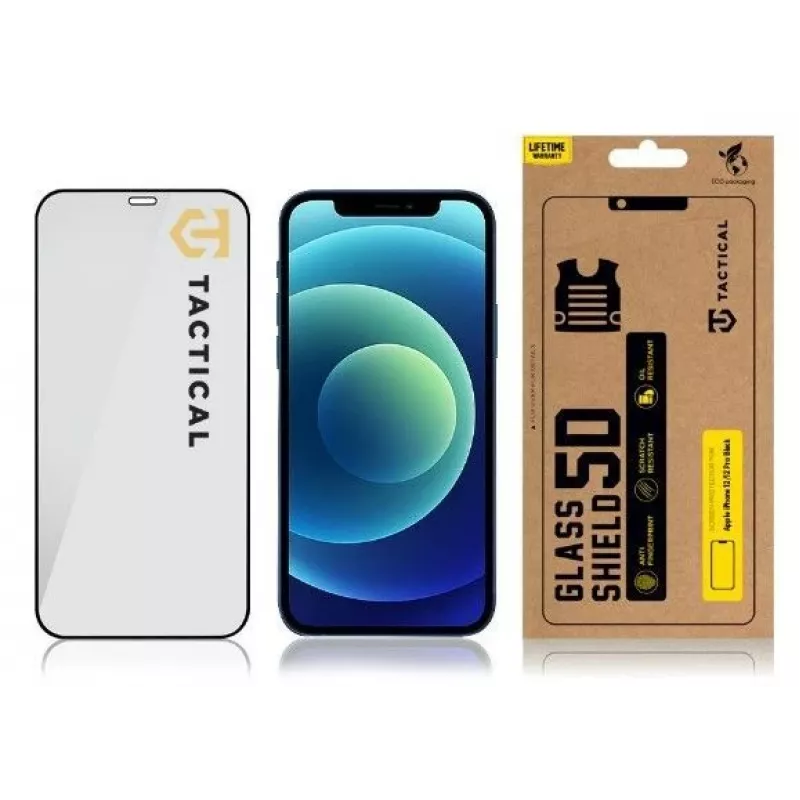 Tactical Glass Shield 5D, skirtas Apple iPhone 12 Pro/12 Pro, juodas