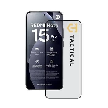 Tactical Glass Shield 5D grūdinto stiklo ekrano apsauga, skirta „Xiaomi Redmi Note 15 Pro“ juoda