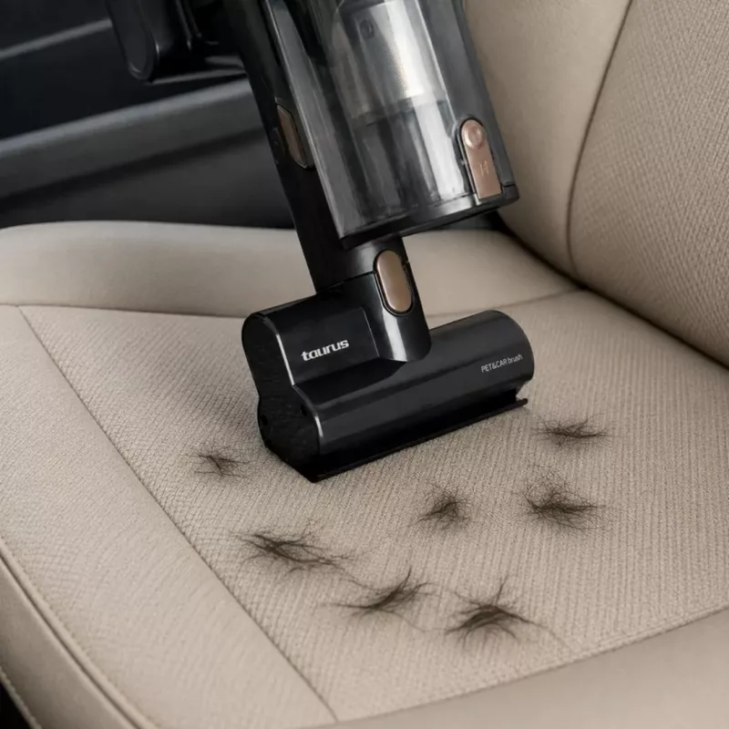 Taurus Homeland X9 Pro belaidis lazdelinis dulkių siurblys gyvūnų plaukams ir automobiliui, maitinamas baterija, sausas valymas, HEPA, be maišelio, 0,7 L, 615 W, juoda, ruda, 2,5 Ah