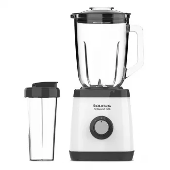 Taurus OPTIMA GO 1500 ąsotinis blenderis, 1,5 l stiklinė talpa, 1500W, 6 nerūdijančio plieno peiliukai, kintamas greitis, impulsinis režimas, ledo smulkinimas, juoda/sidabrinė
