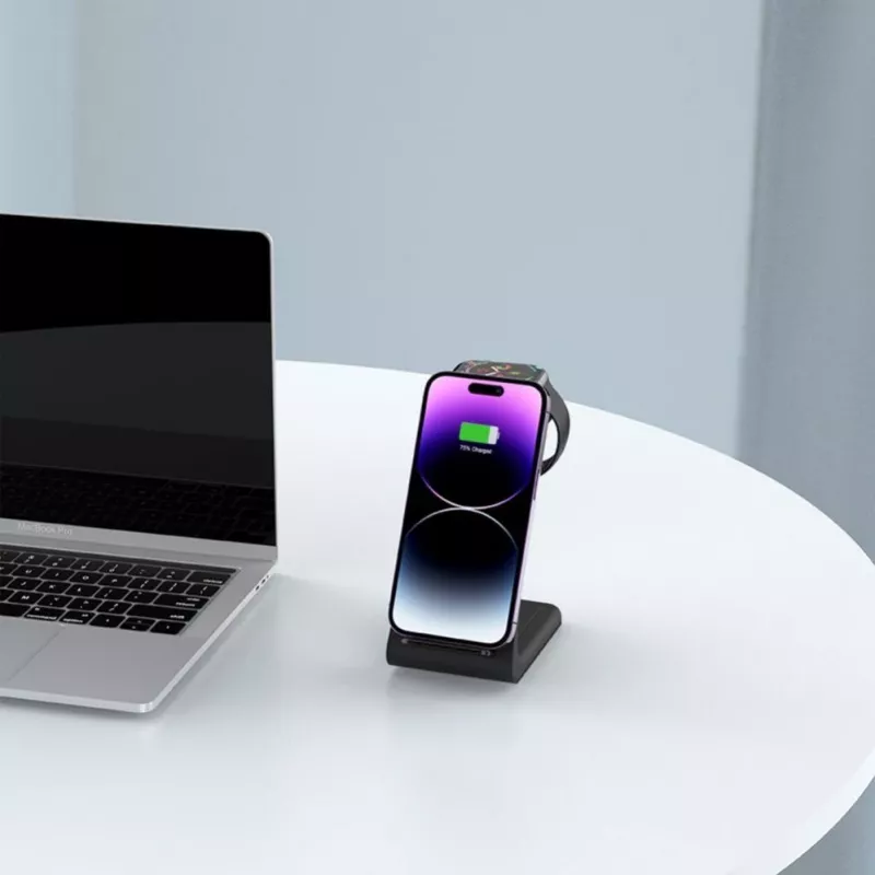 Tech-Protect A8 10W 3-in-1 belaidžio įkrovimo stovas išmaniajam telefonui, ausinėms, išmaniajam laikrodžiui - juoda