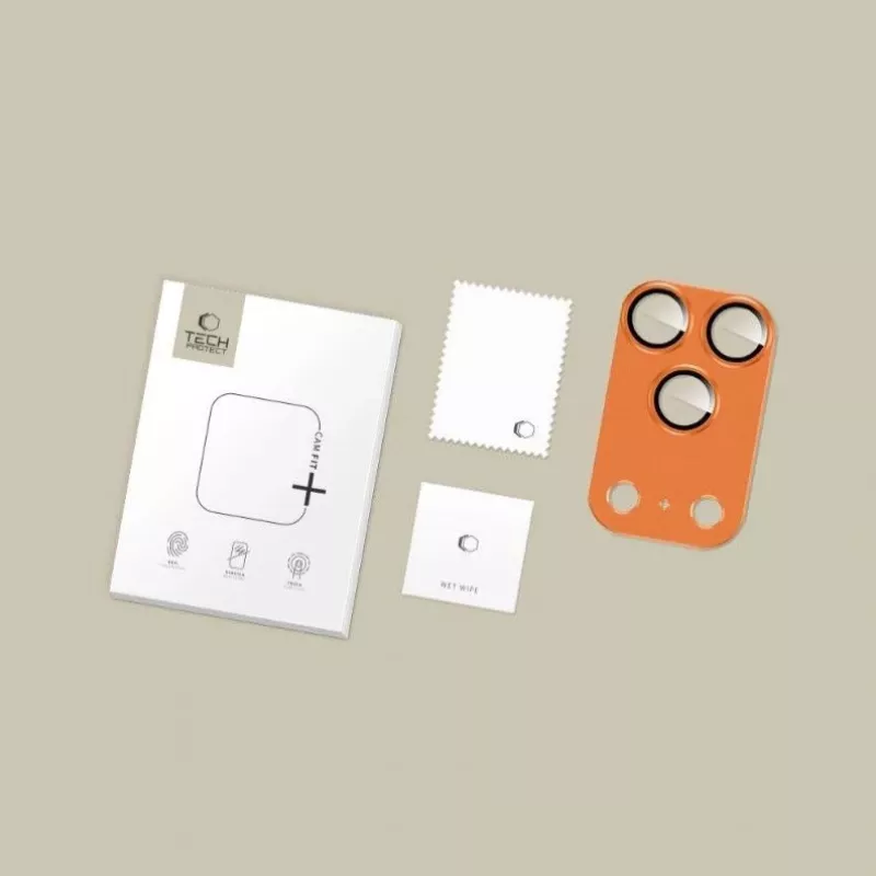Tech-Protect CamFull Fit fotoaparato objektyvo apsauga, skirta Apple iPhone 17 Pro, kosminė oranžinė
