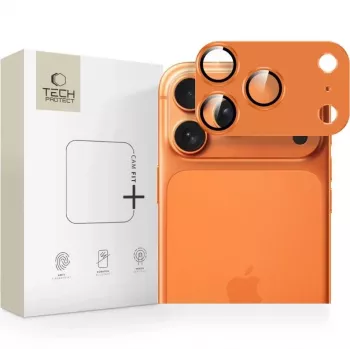 Tech-Protect CamFull Fit fotoaparato objektyvo apsauga, skirta Apple iPhone 17 Pro Max - Cosmic Orange