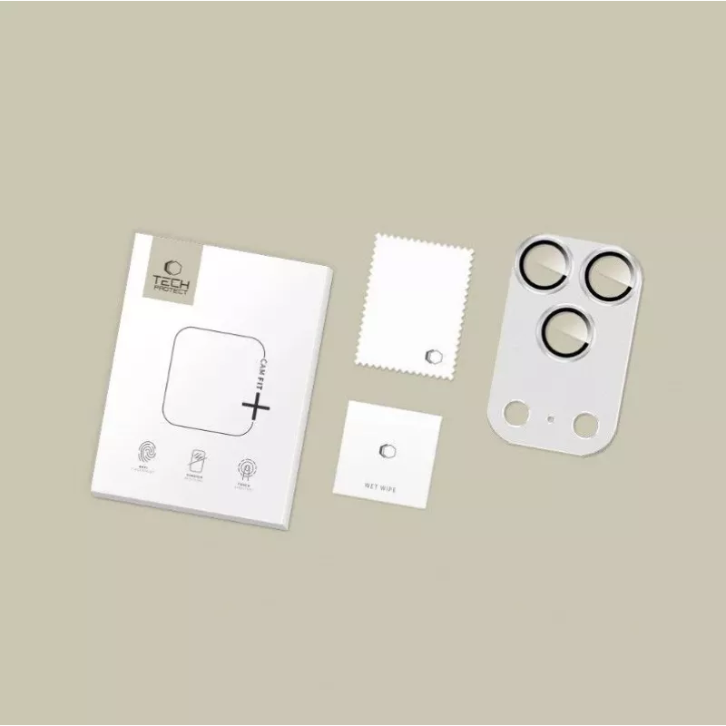 Tech-Protect CamFull Fit fotoaparato objektyvo apsauga, skirta Apple iPhone 17 Pro Max - sidabrinė