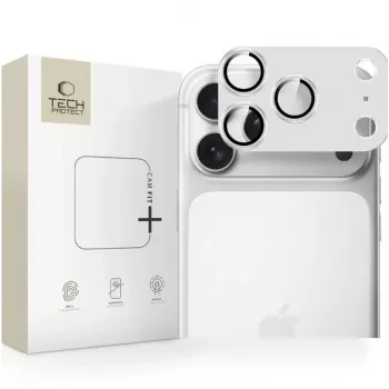 Tech-Protect CamFull Fit fotoaparato objektyvo apsauga, skirta Apple iPhone 17 Pro Max - sidabrinė