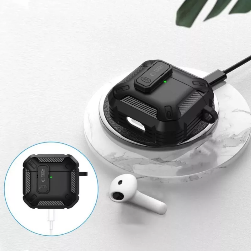 Tech-Protect Carbonox Dėklas, skirtas AirPods 4 - Juodas